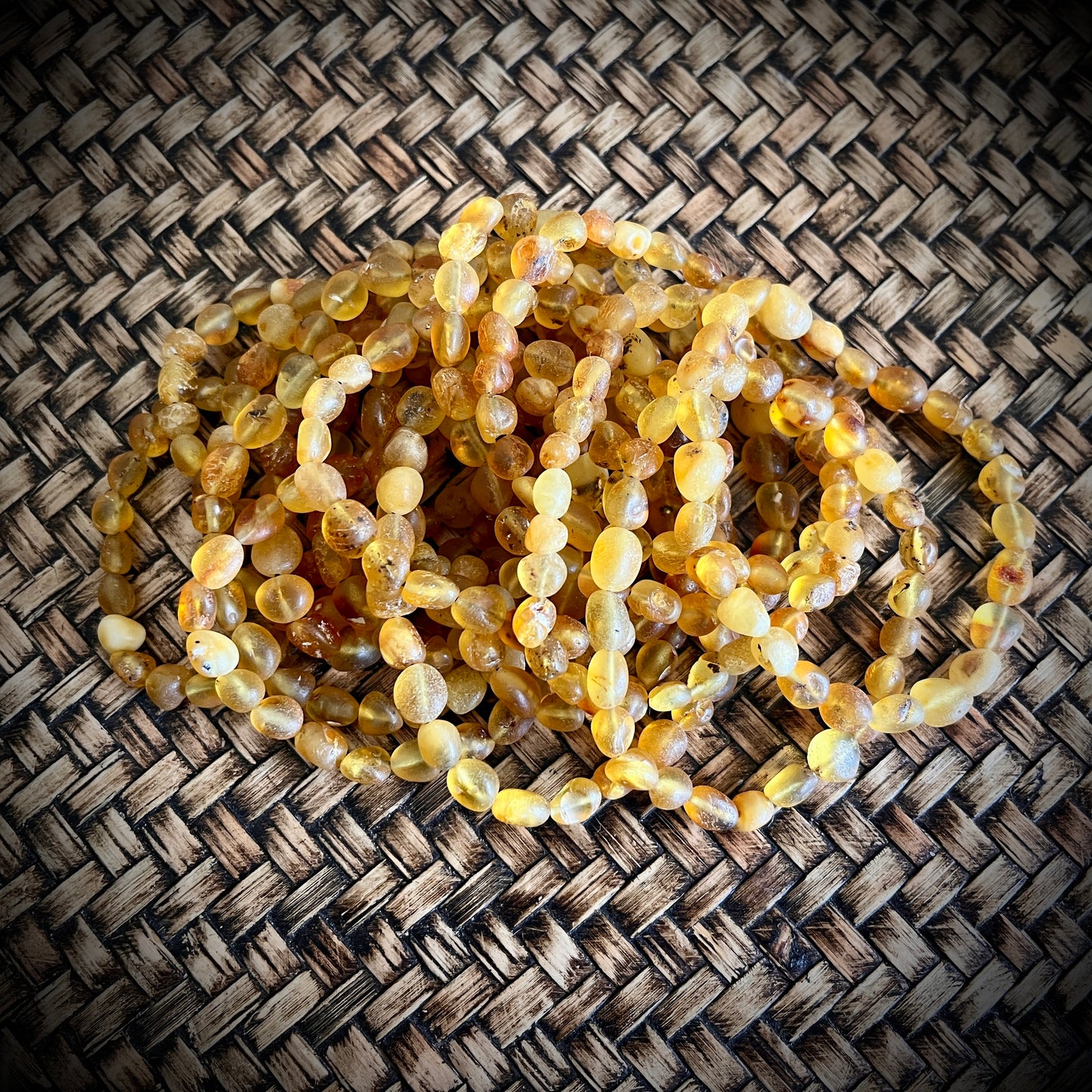 Light Honey Amber Bead Stretch Bracelet – Adult