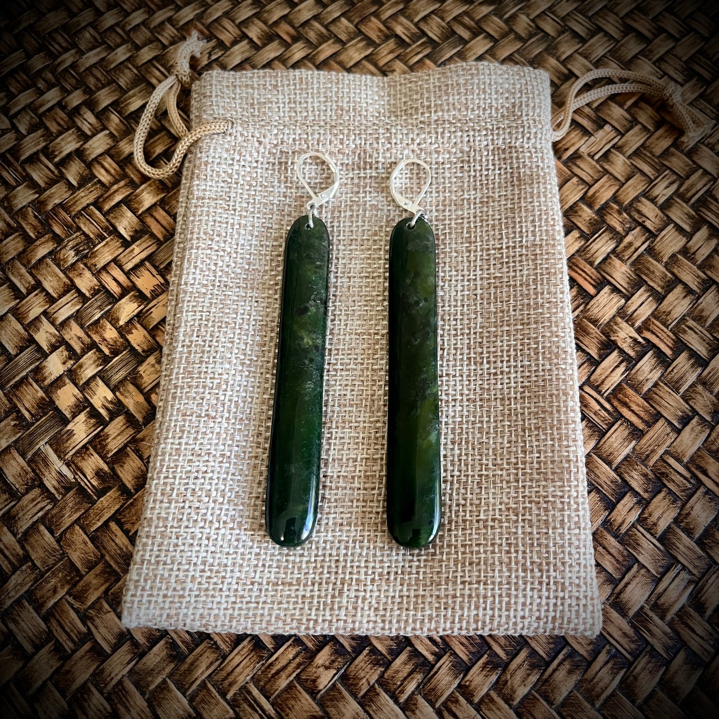 Pounamu straight drop earrings (4cm,6cm & 8cm)
