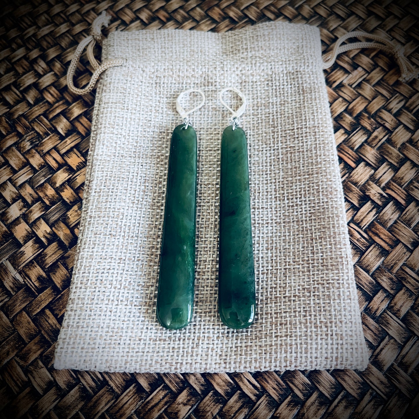 Pounamu straight drop earrings (4cm,6cm & 8cm)