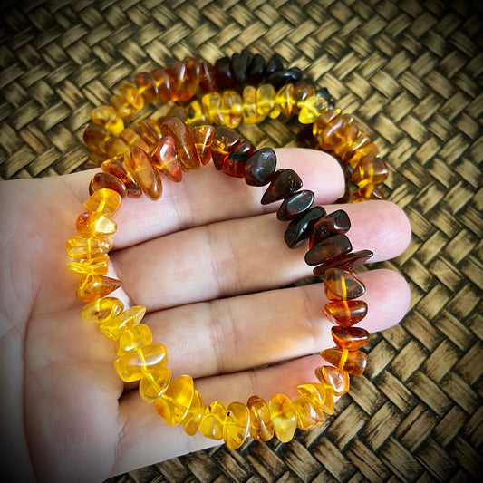 Ombré Amber Bead Stretch Bracelet – Adult