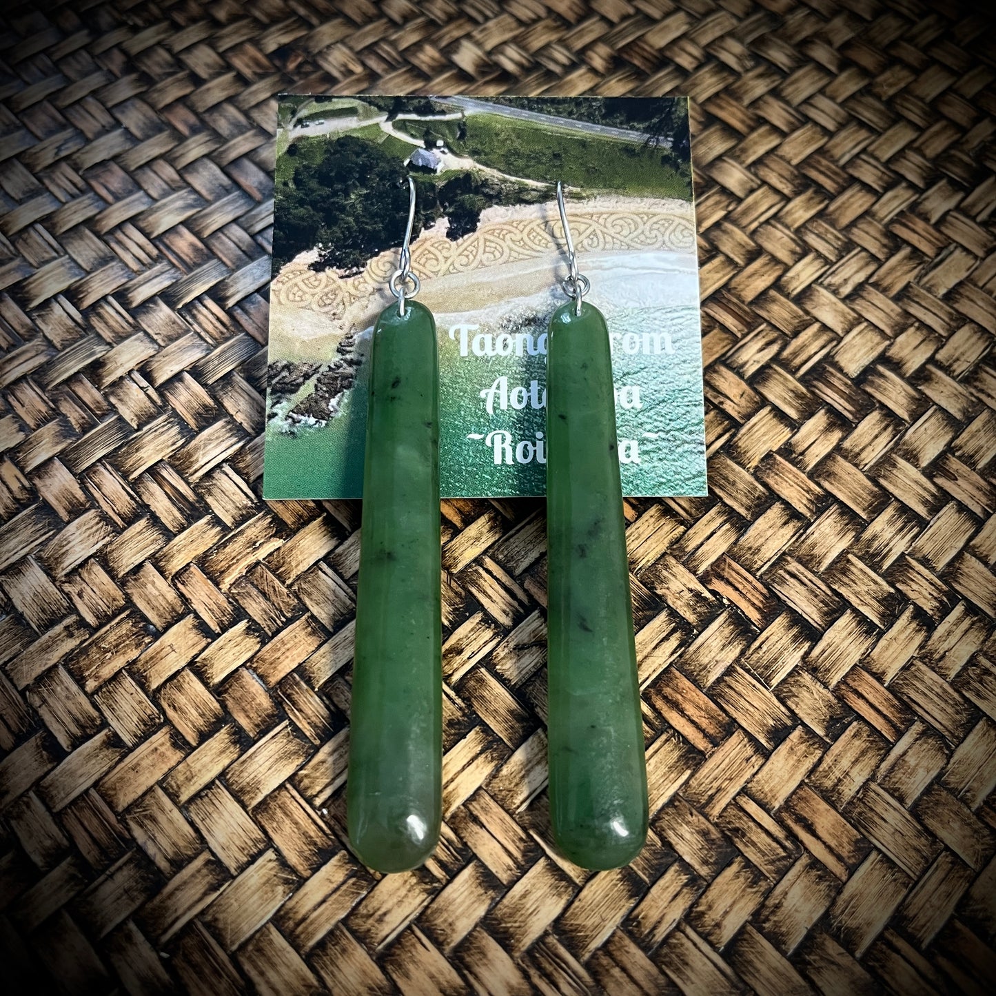 Pounamu straight drop earrings (4cm,6cm & 8cm)