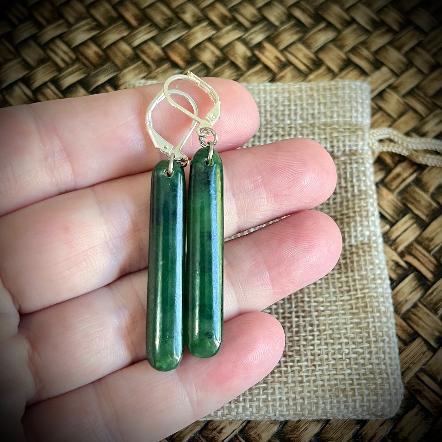 Pounamu straight drop earrings (4cm,6cm & 8cm)