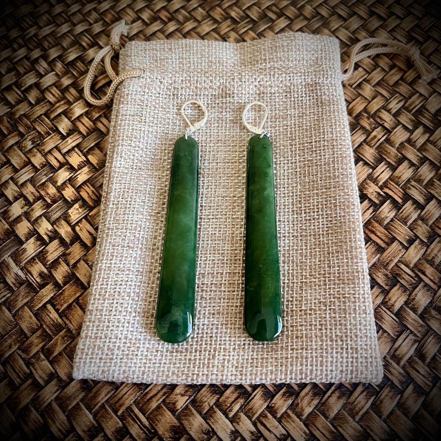 Pounamu straight drop earrings (4cm,6cm & 8cm)