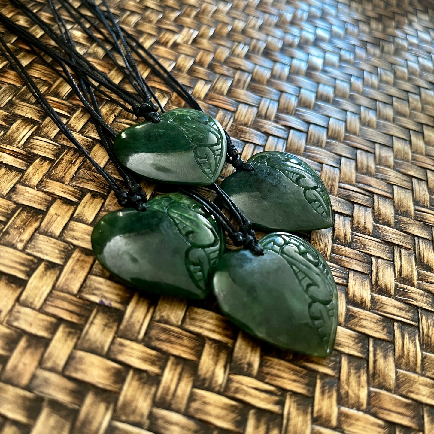 Pounamu Aroha Heart side carved Pendants~suited for all ages