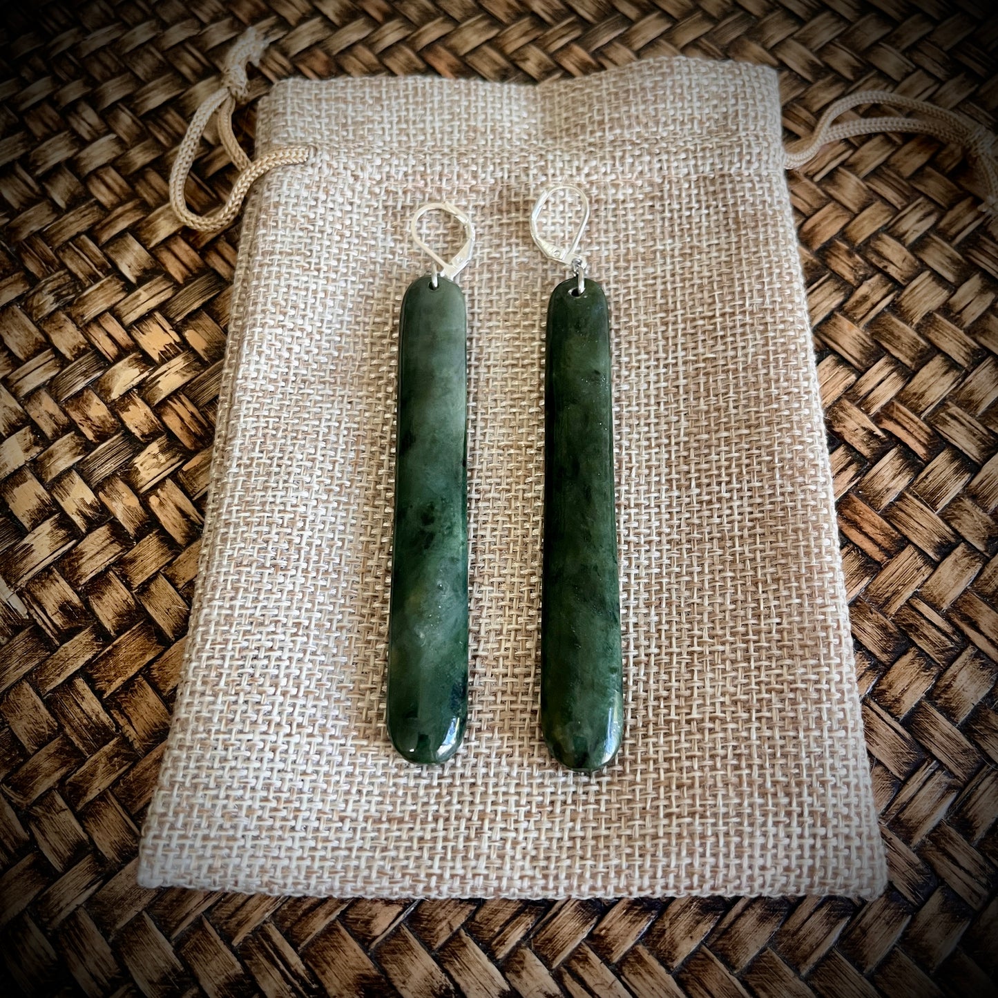 Pounamu straight drop earrings (4cm,6cm & 8cm)