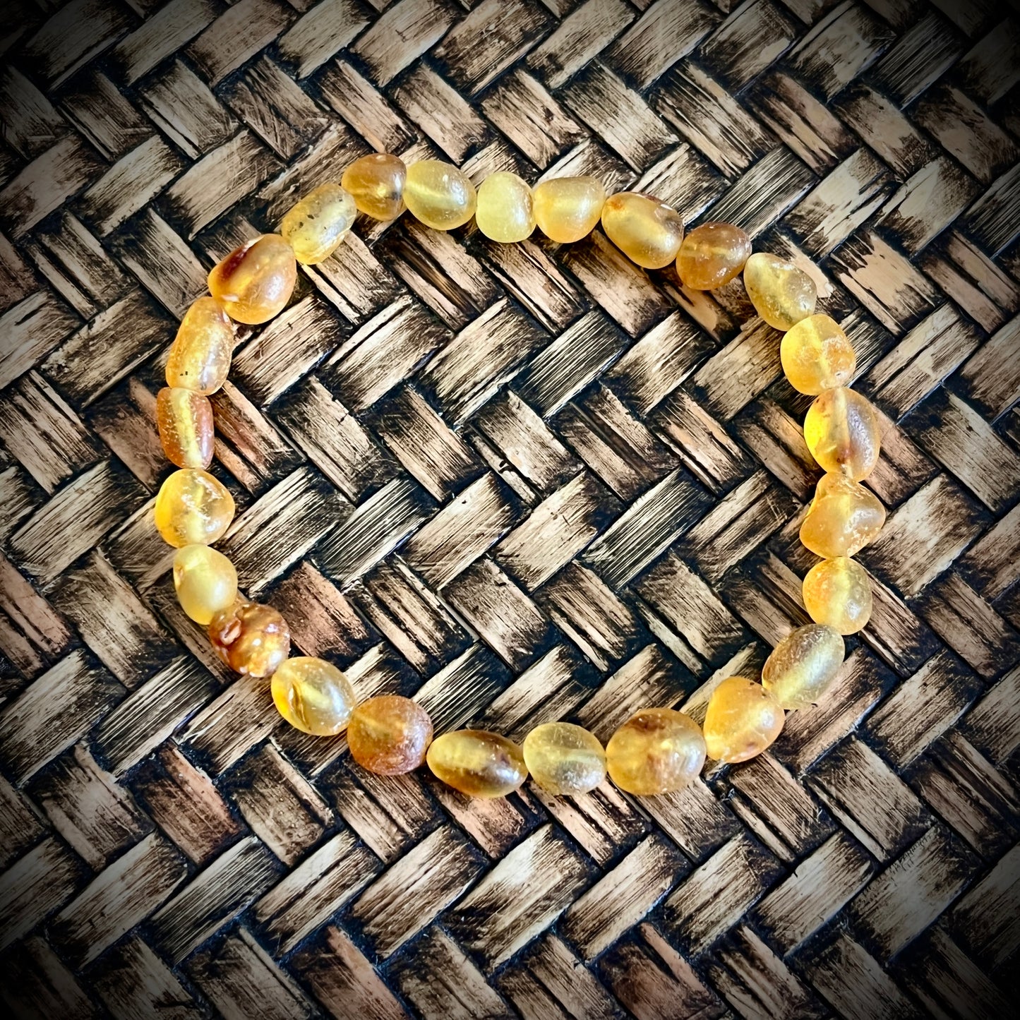 Light Honey Amber Bead Stretch Bracelet – Adult