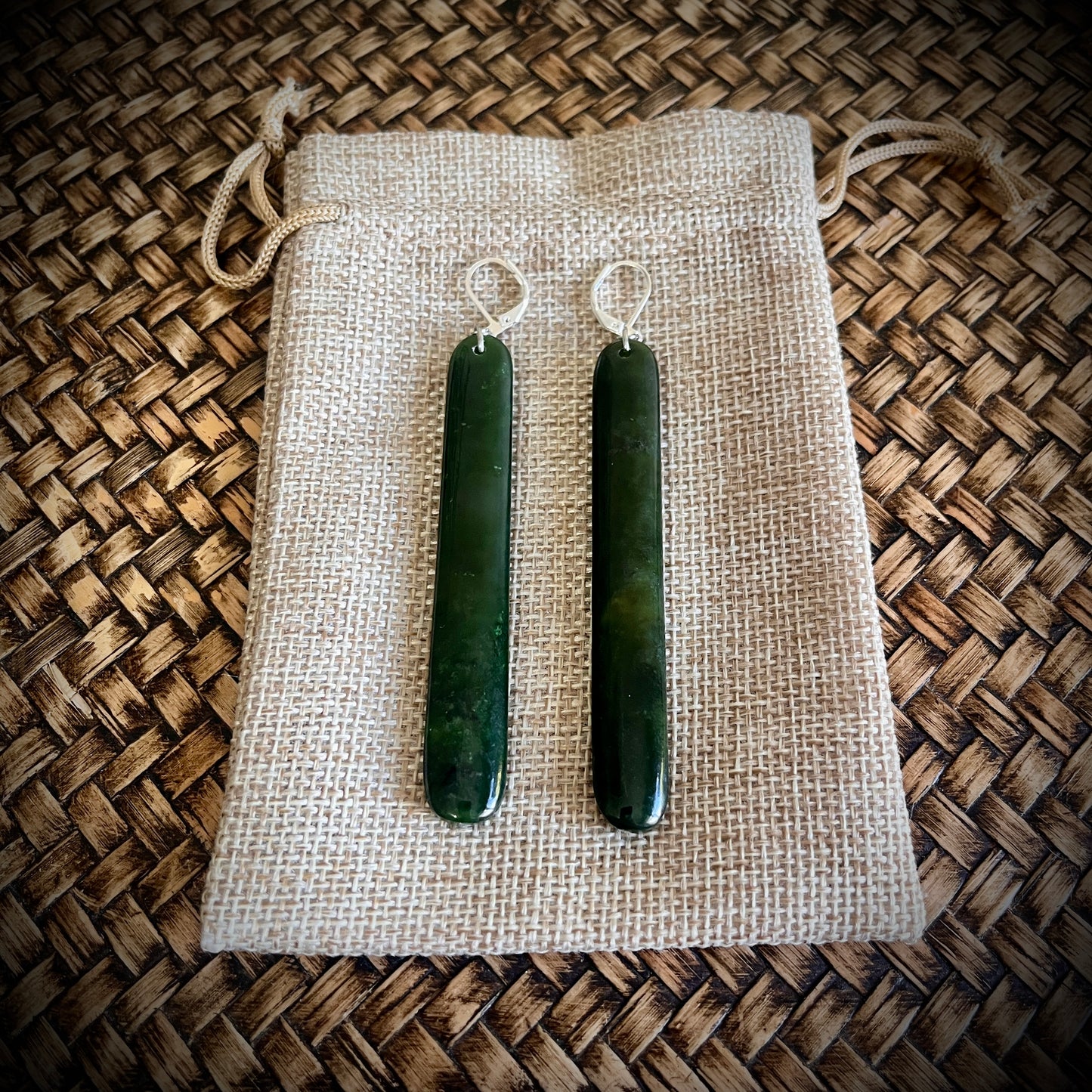 Pounamu straight drop earrings (4cm,6cm & 8cm)