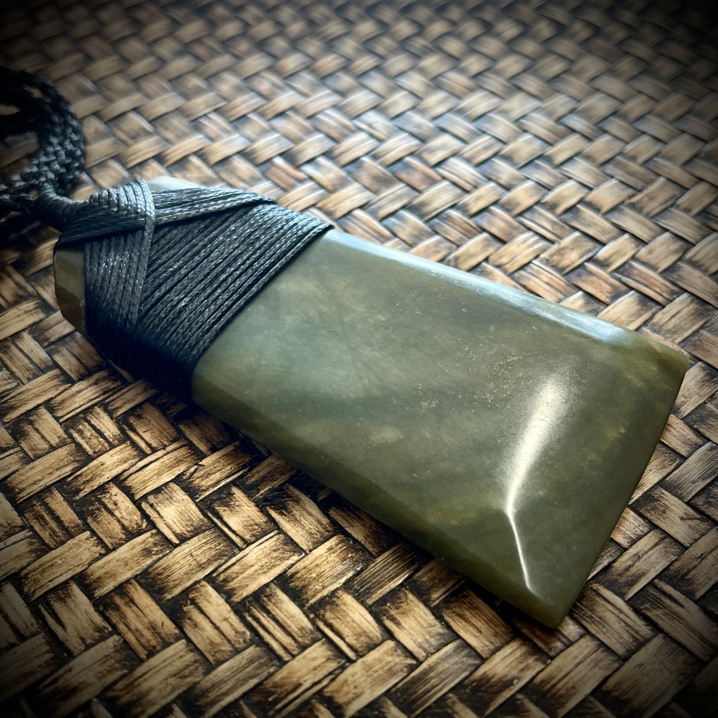 Greenstone~Jade Toki~Adze pendant, 10cm x 5.55cm (119g)