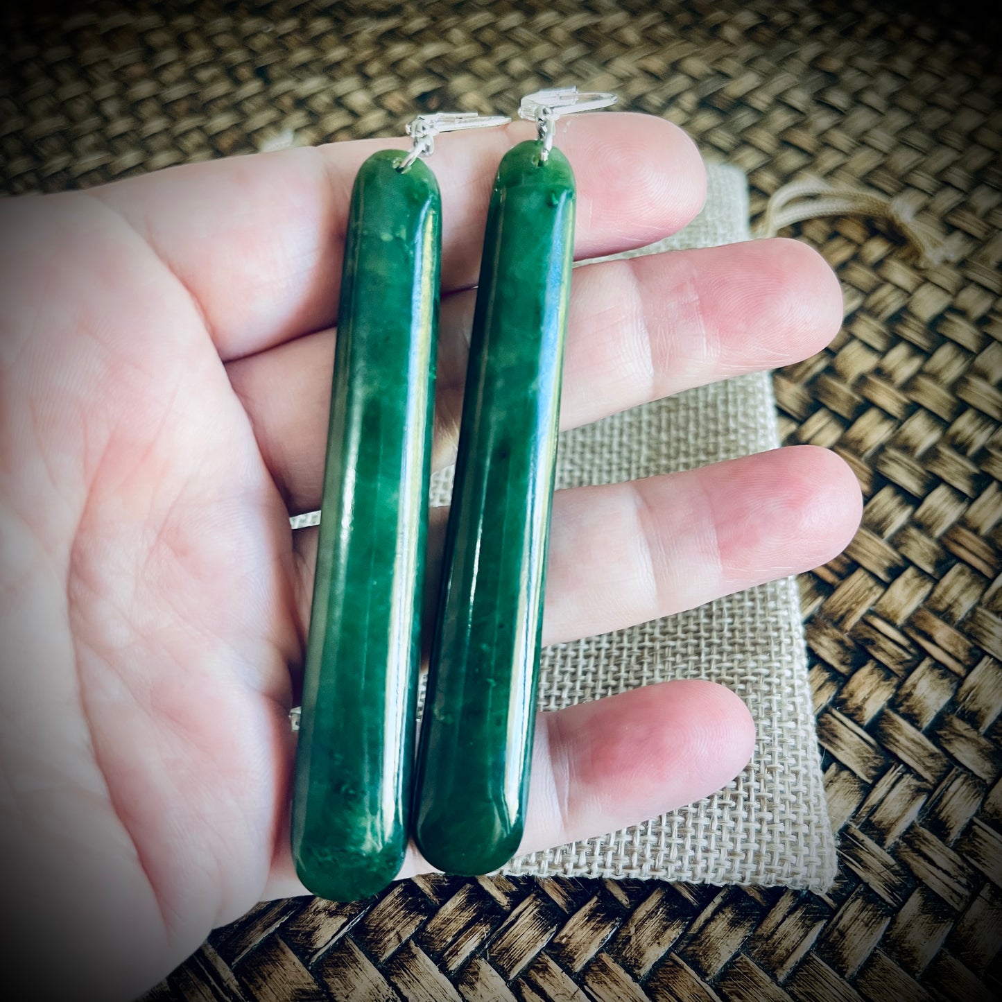 Pounamu straight drop earrings (4cm,6cm & 8cm)