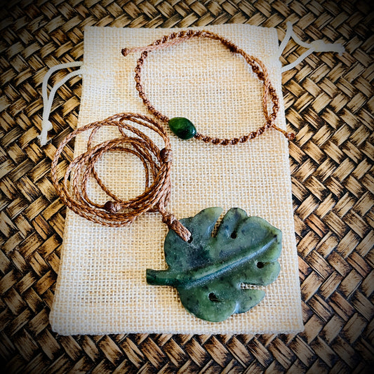 Monstera leaf Pendant & Bracelet~Koha/Gift set