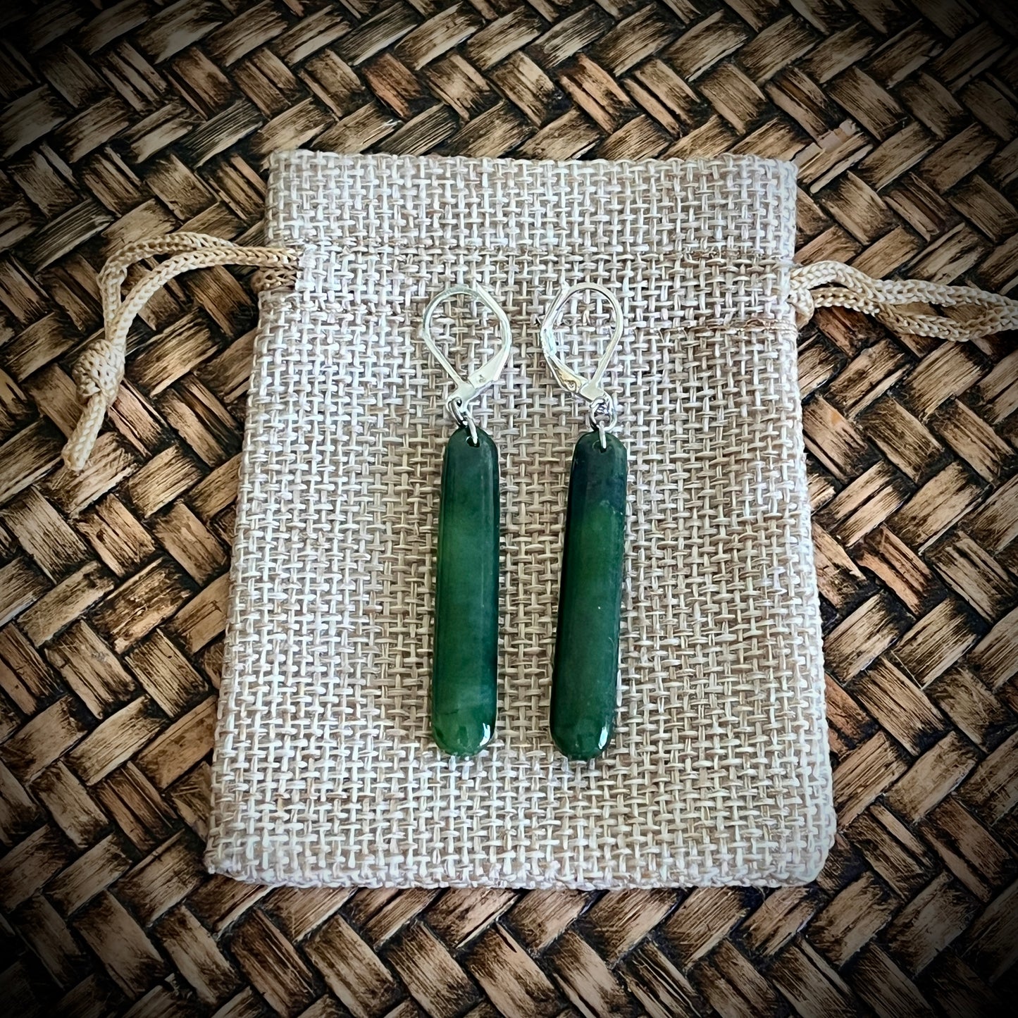 Pounamu straight drop earrings (4cm,6cm & 8cm)