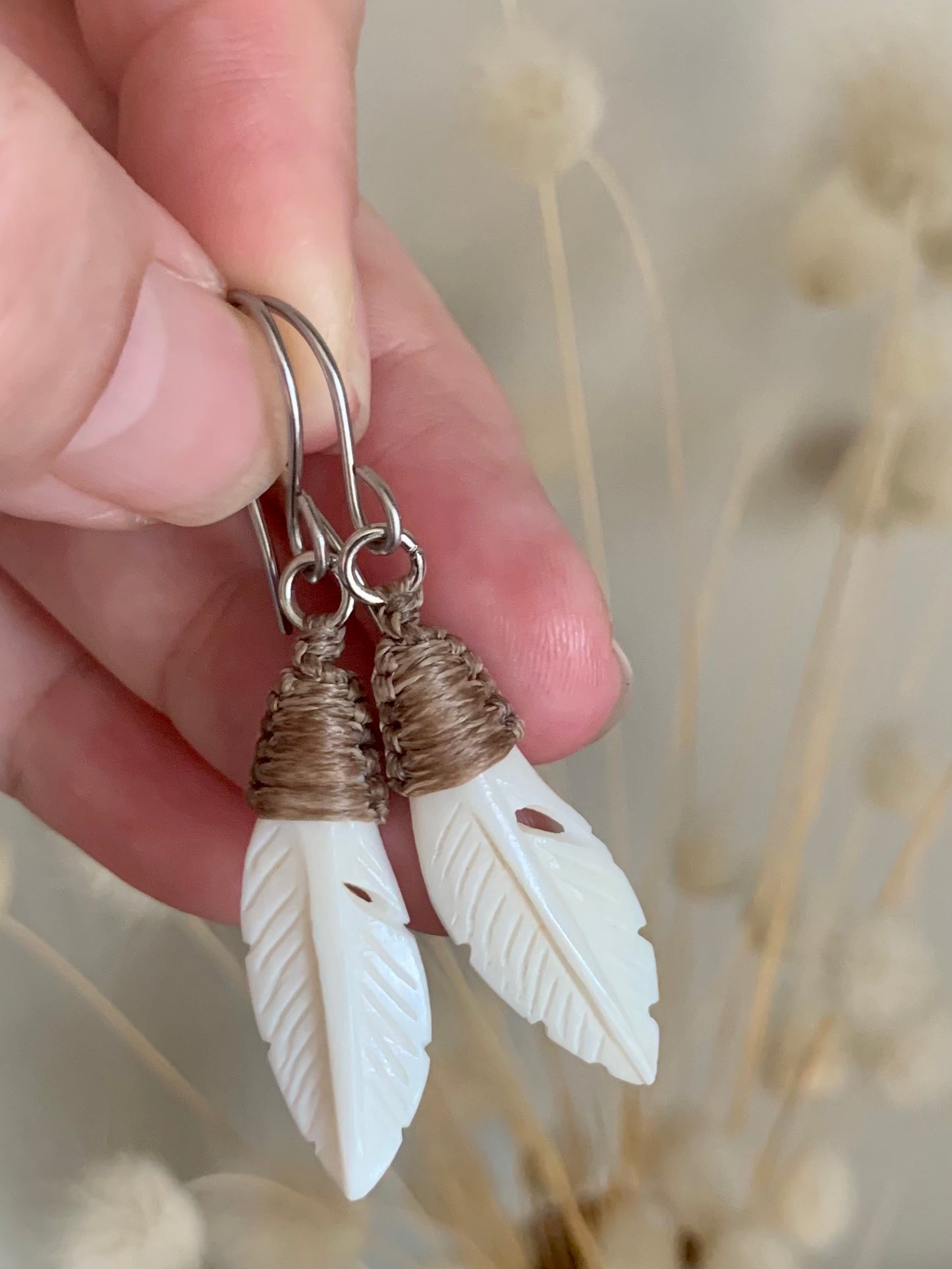 Feather Earrings {bone}