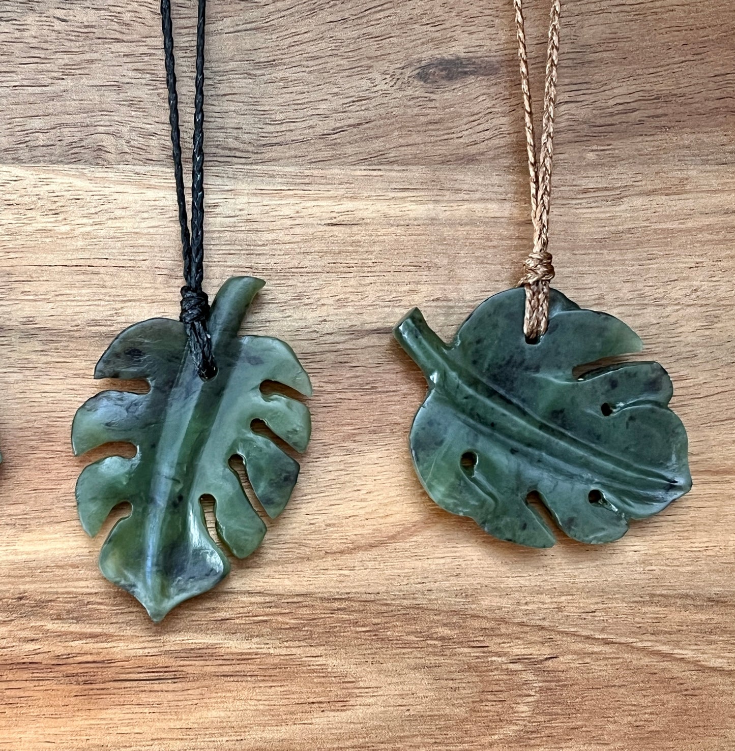 Pounamu Monstera leaf pendants