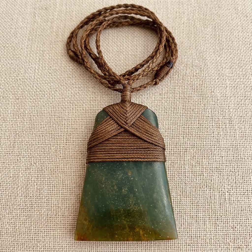 Greenstone~Jade Toki~Adze pendant, 6.5cm x 4.5cm (58g)