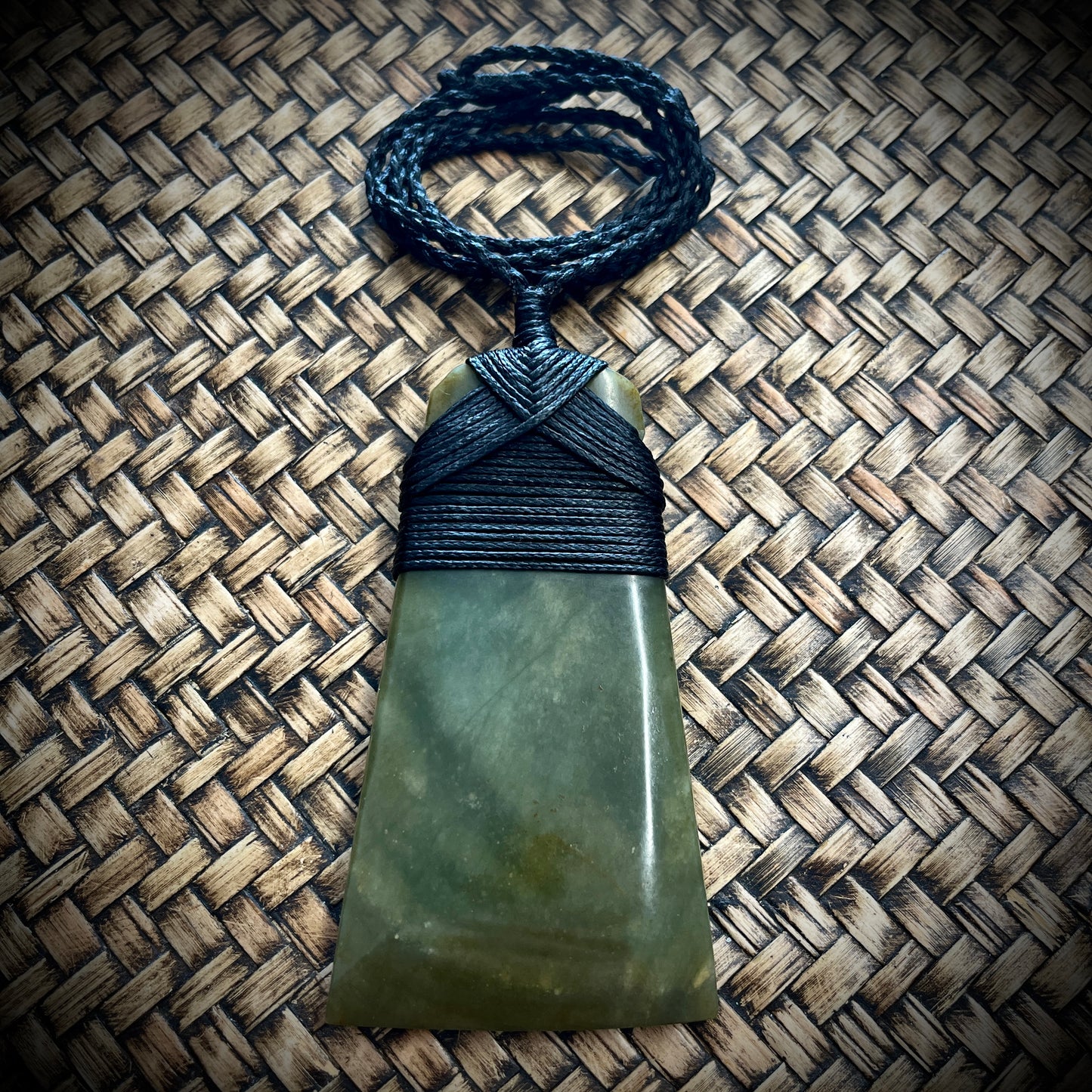 Greenstone~Jade Toki~Adze pendant, 10cm x 5.55cm (119g)