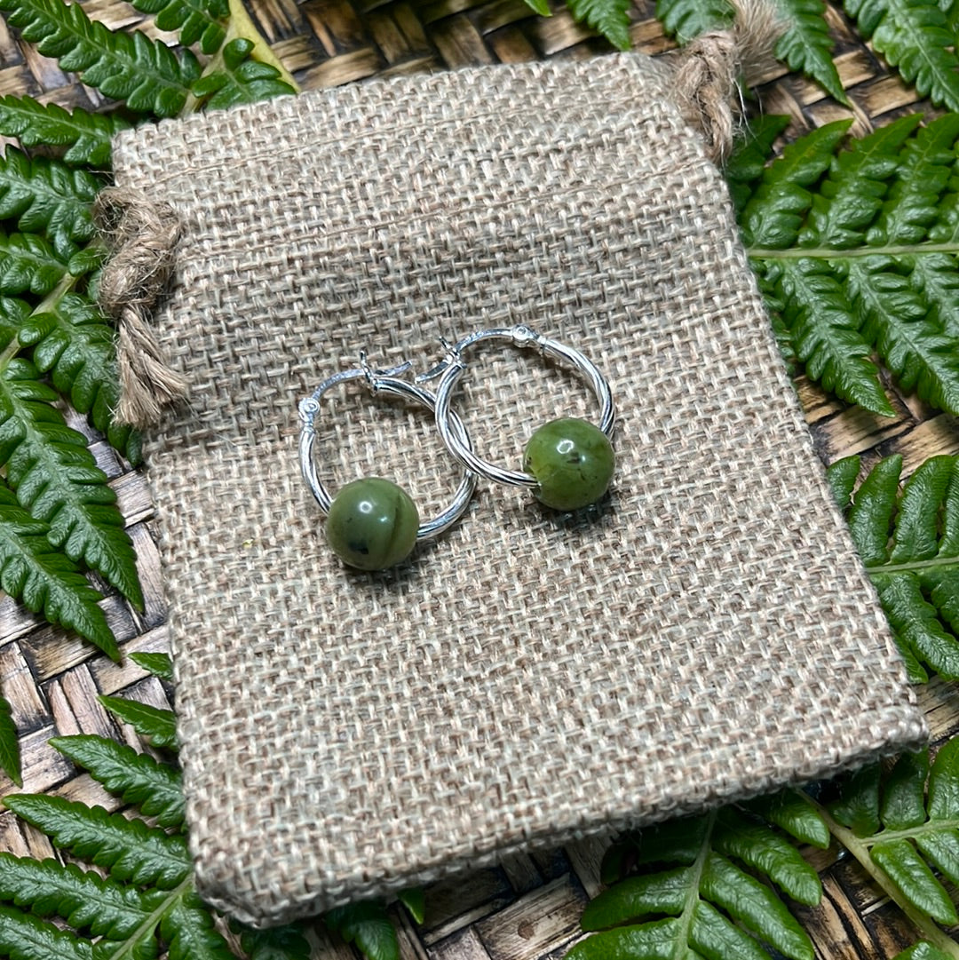 Greenstone Orb earrings~Sterling silver