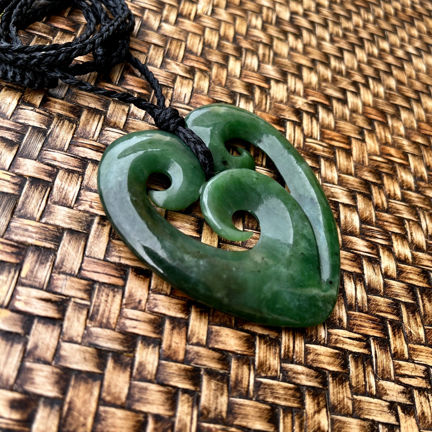 Koru Heart greenstone pendant