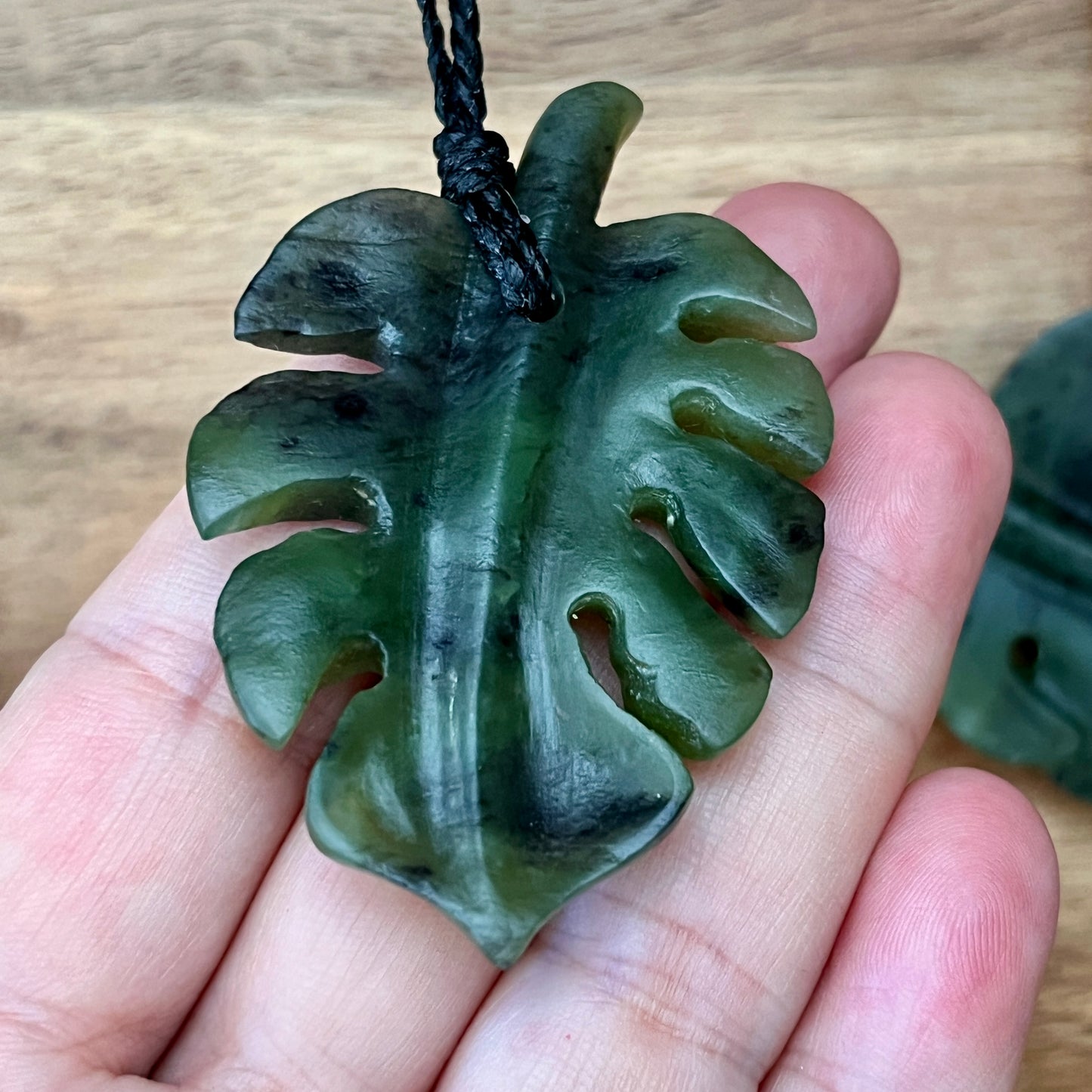 Pounamu Monstera leaf pendants