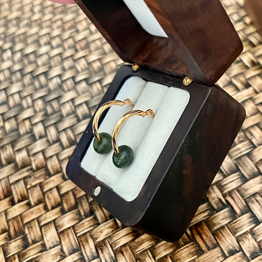 Gold § greenstone kōpae donut earrings