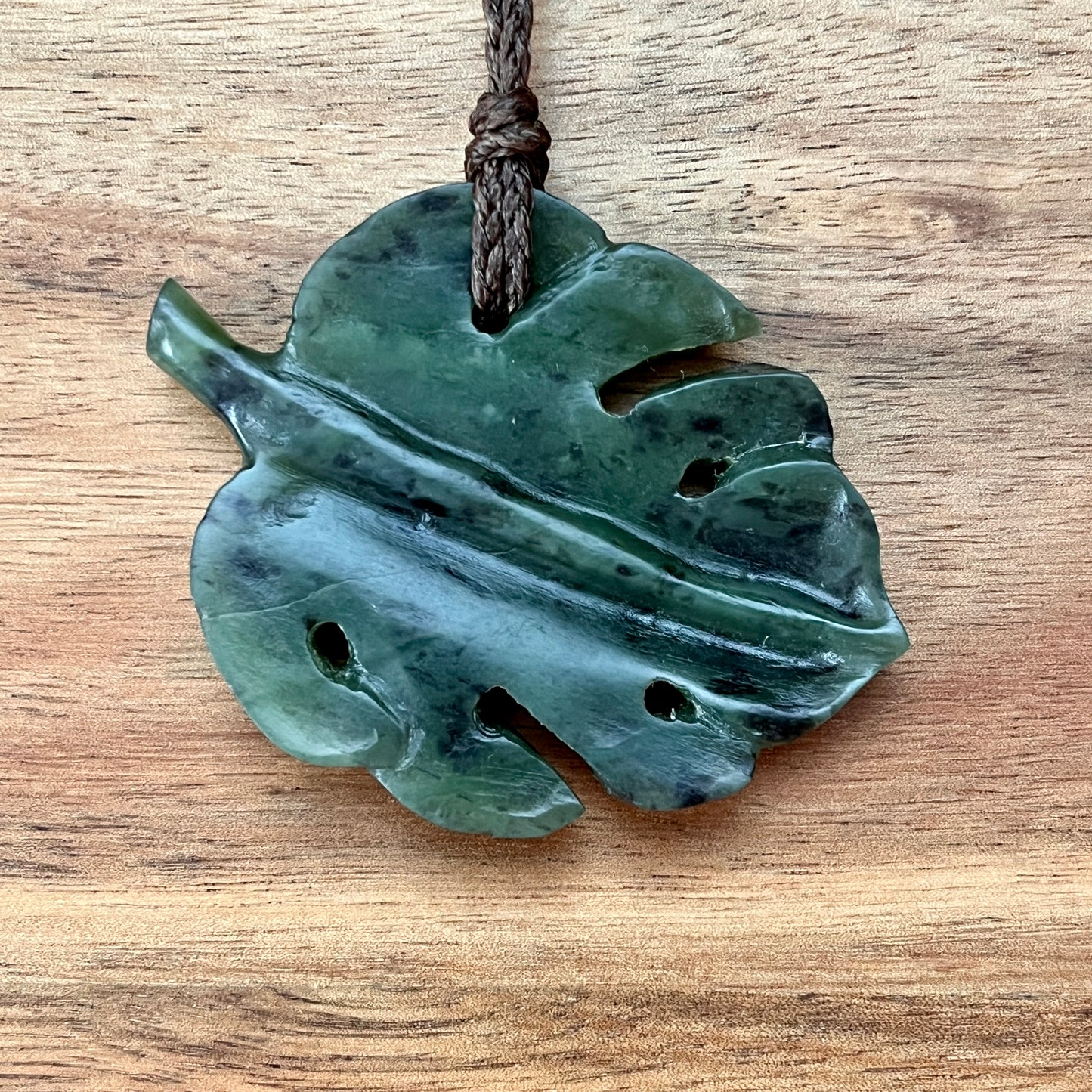 Pounamu Monstera leaf pendants