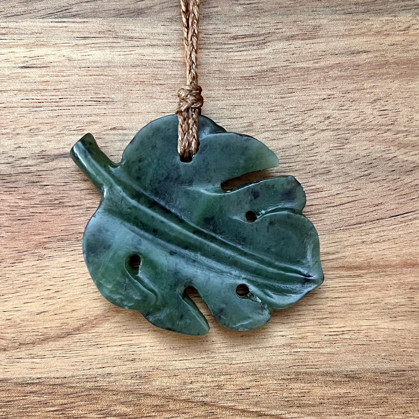 Pounamu Monstera leaf pendants