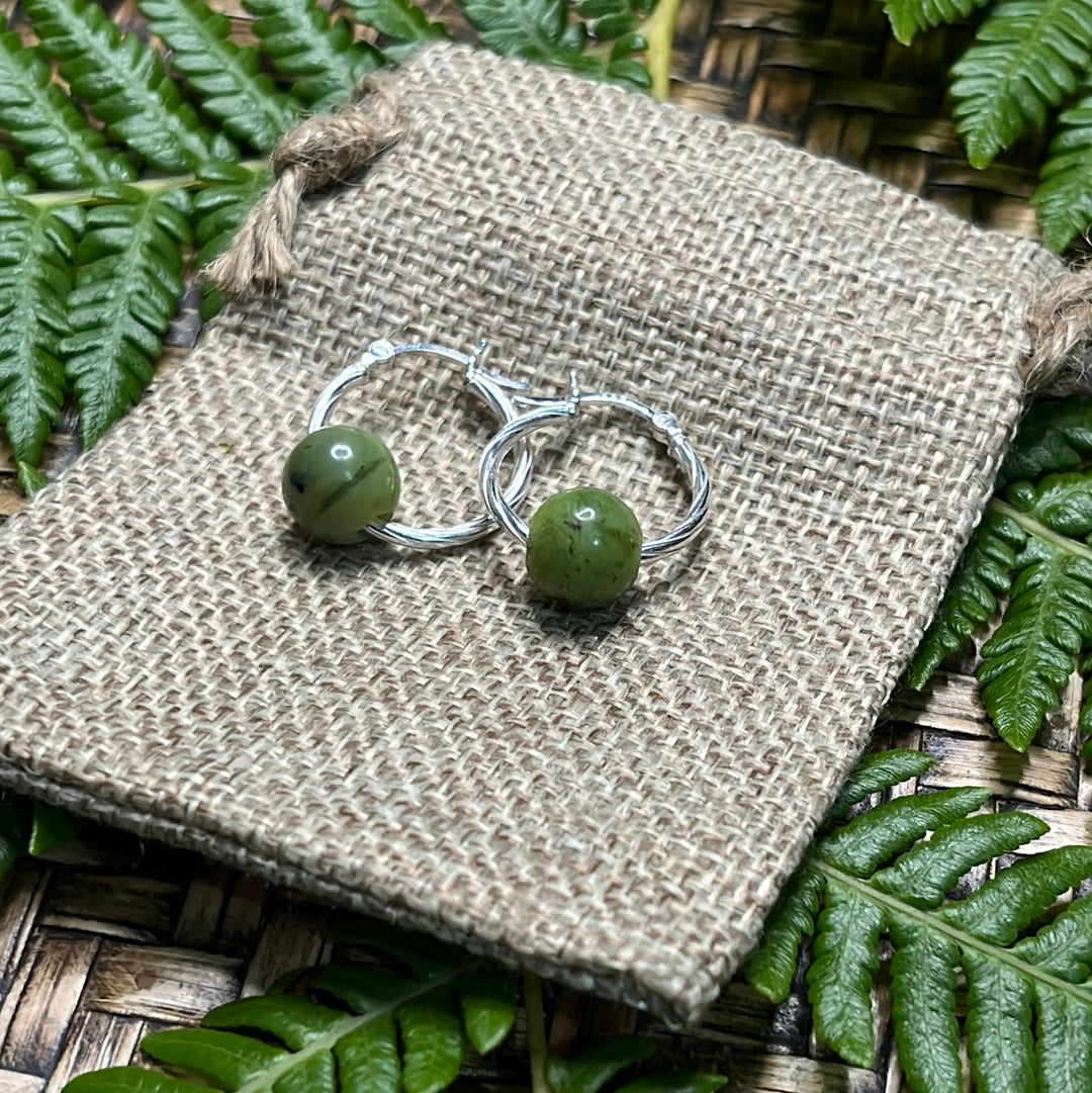 Greenstone Orb earrings~Sterling silver