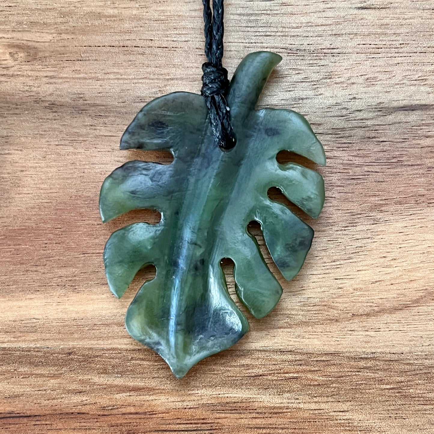 Pounamu Monstera leaf pendants