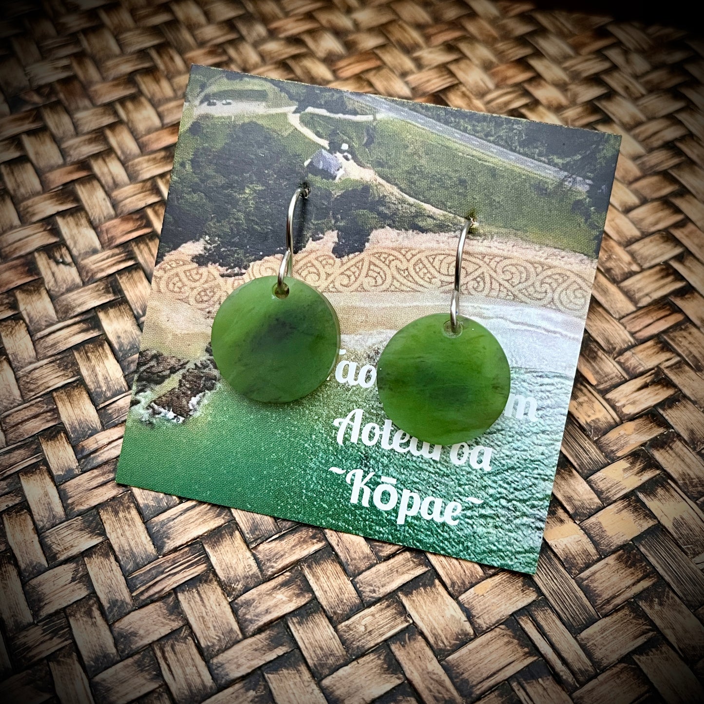 Kōpae/Porowhita Pounamu earrings