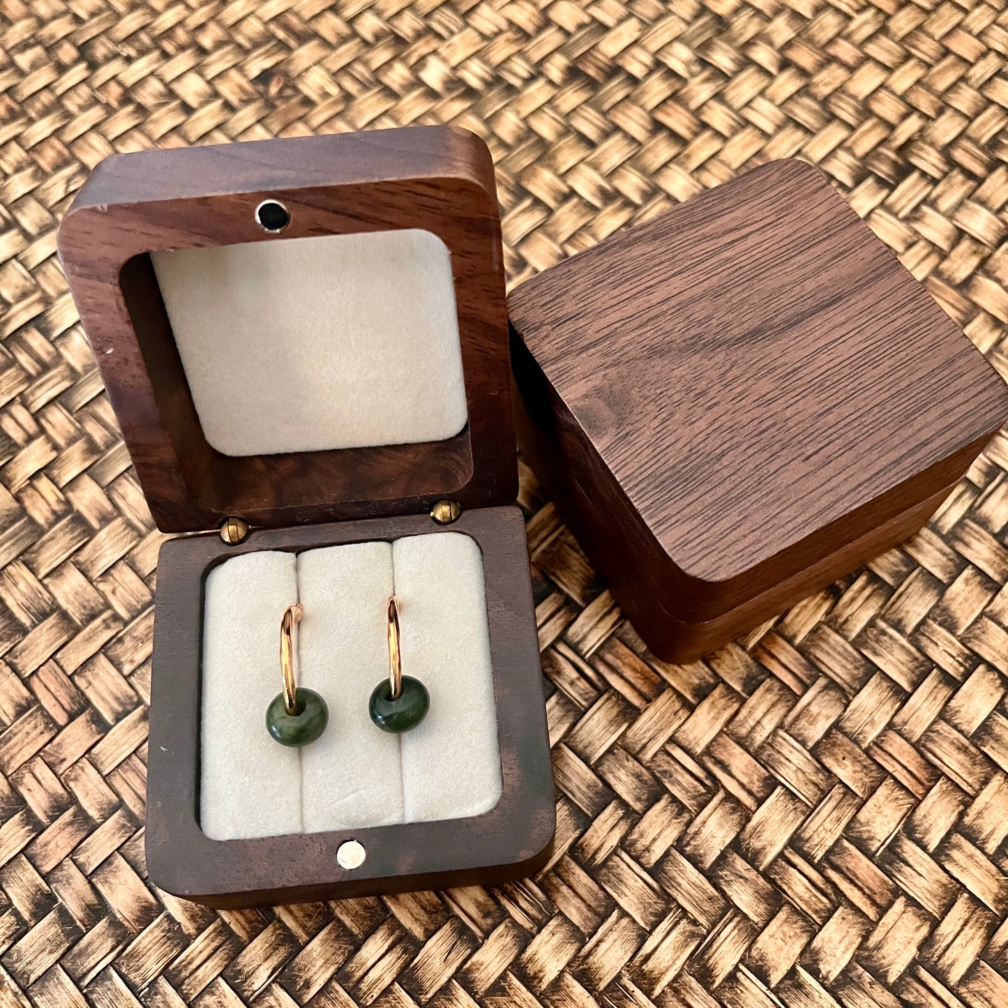 Gold § greenstone kōpae donut earrings