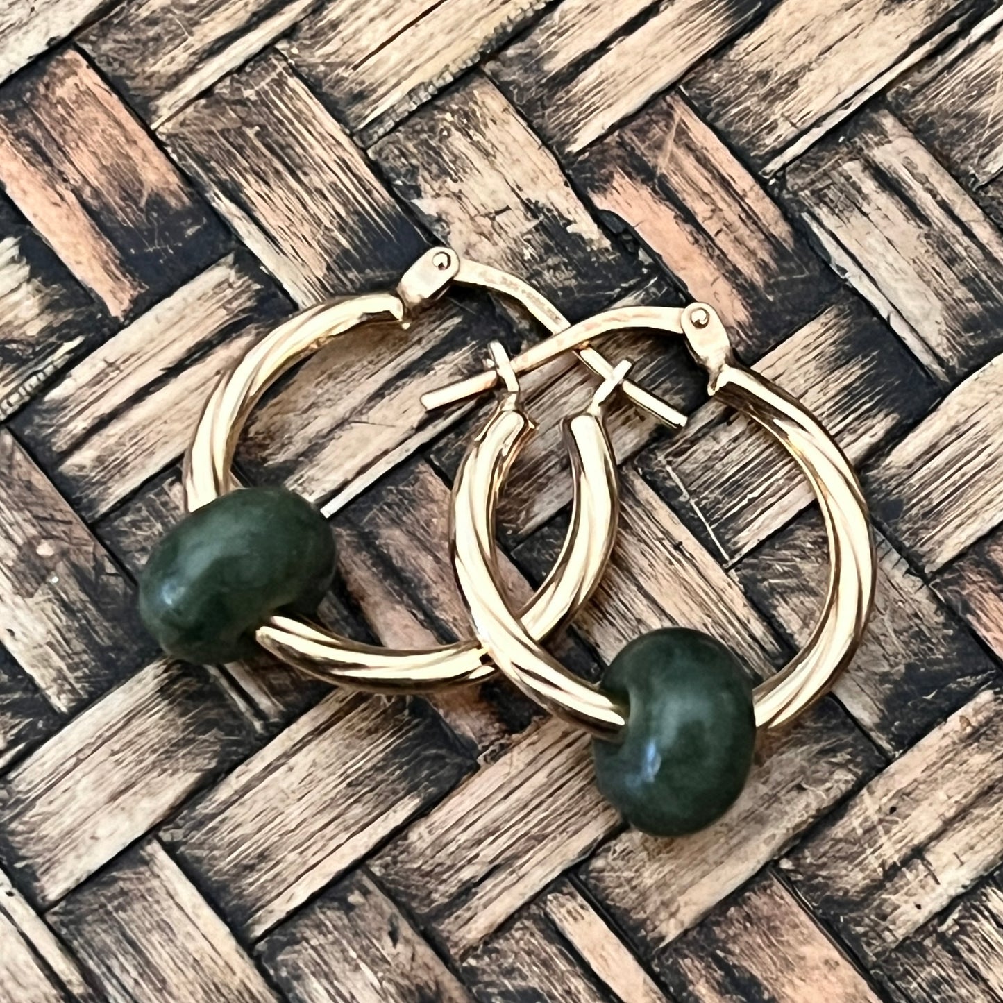 Gold § greenstone kōpae donut earrings