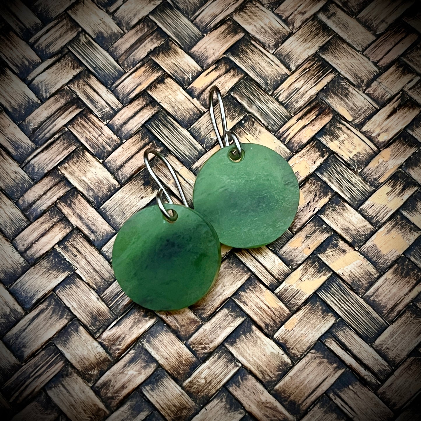 Kōpae/Porowhita Pounamu earrings