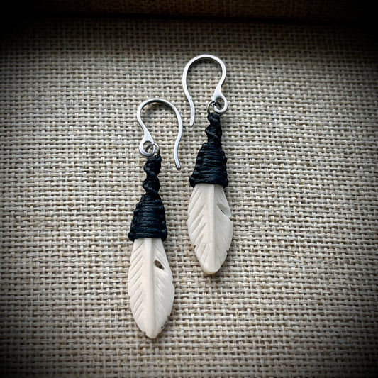 Feather Earrings {bone}