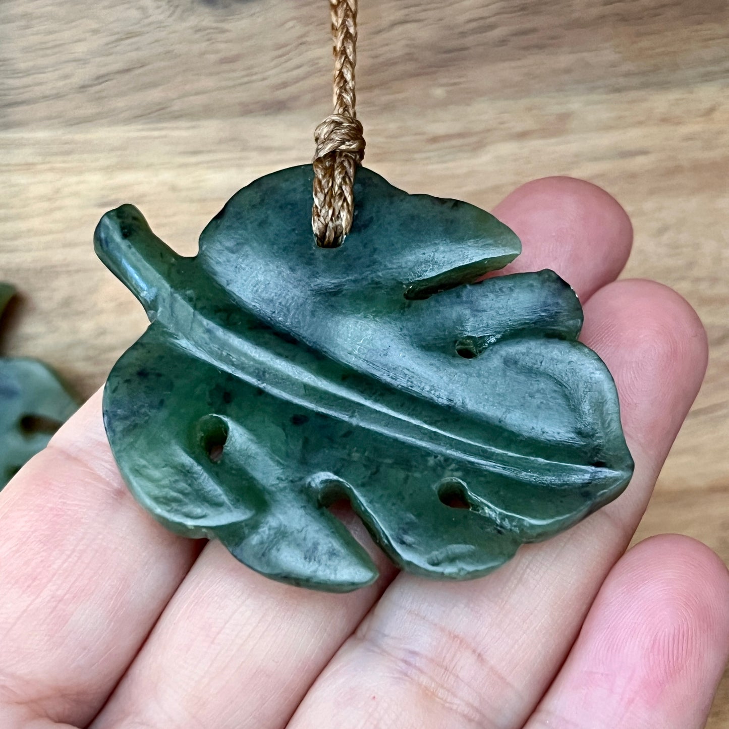 Pounamu Monstera leaf pendants