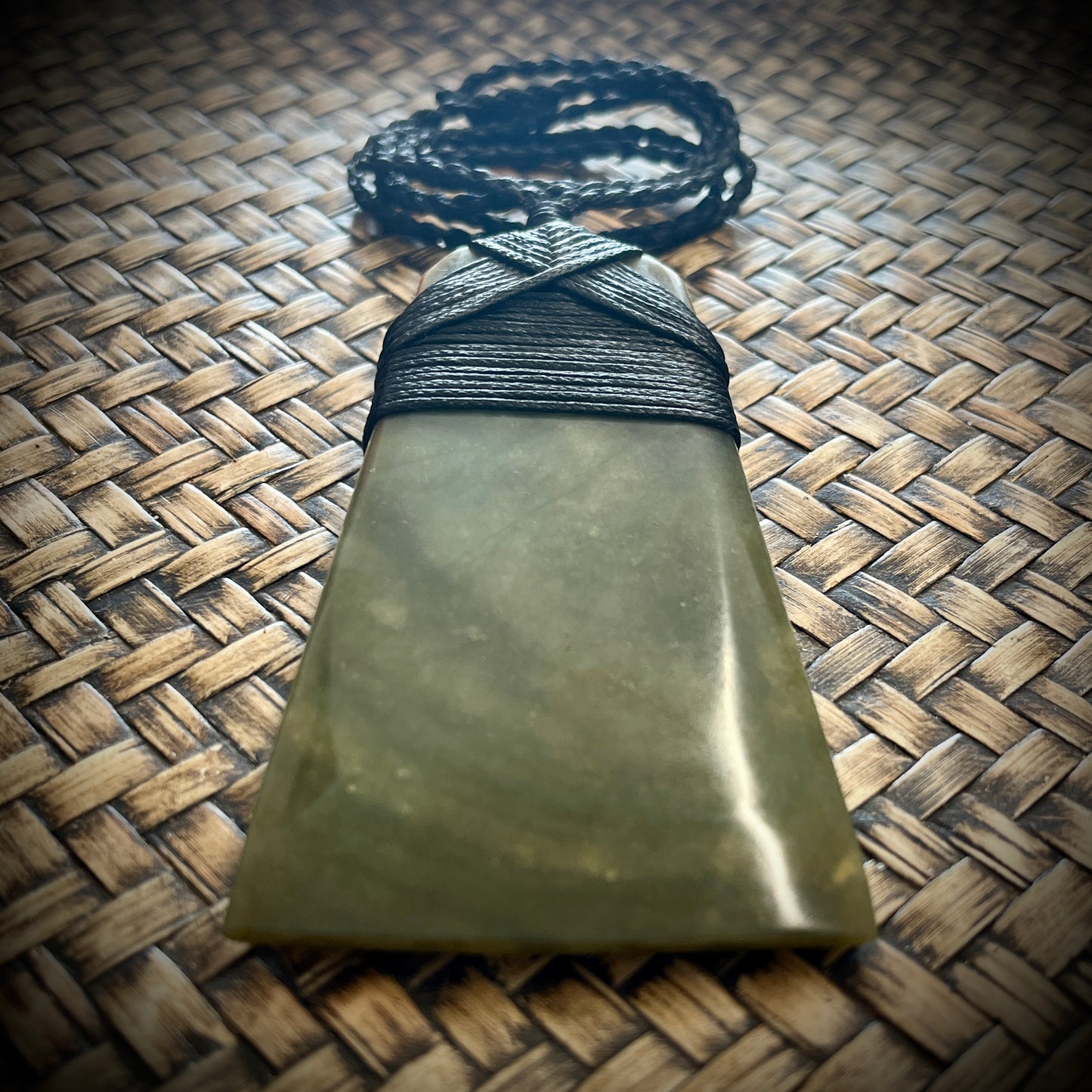 Greenstone~Jade Toki~Adze pendant, 10cm x 5.55cm (119g)