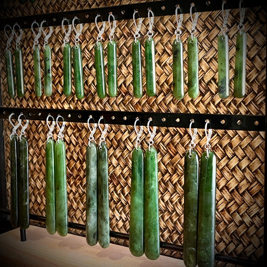 Pounamu straight drop earrings (4cm & 8cm)