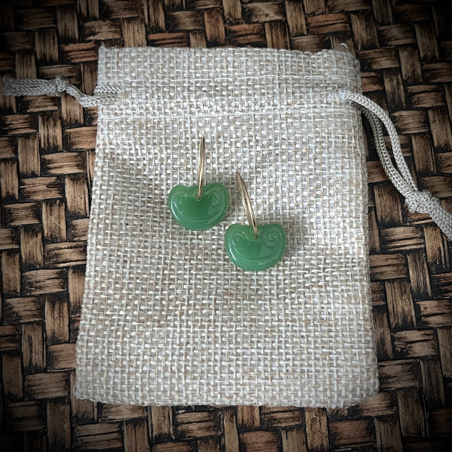 Rua~Koru 9ct gold sleeper earrings(15mm)