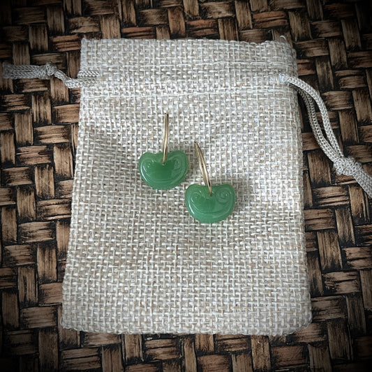 Rua~Koru 9ct gold sleeper earrings(15mm)