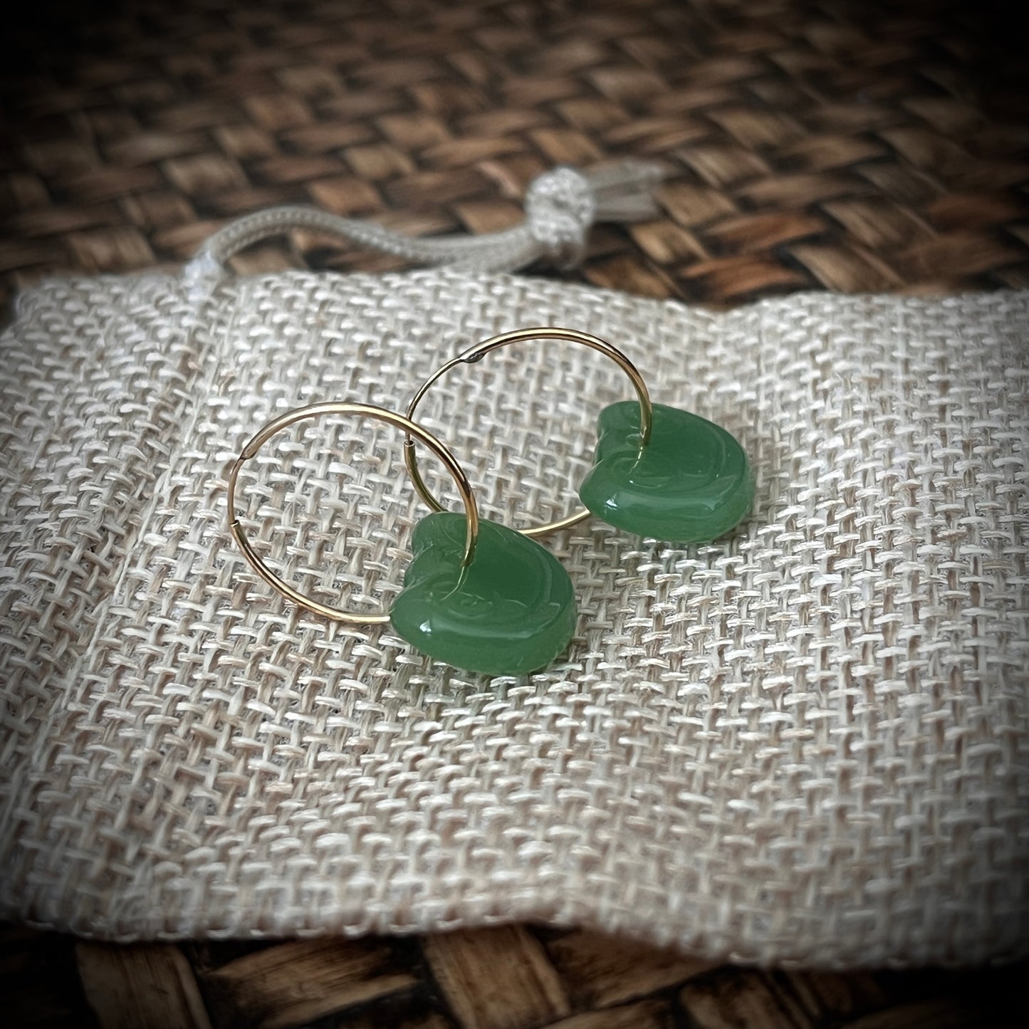 Rua~Koru 9ct gold sleeper earrings(15mm)