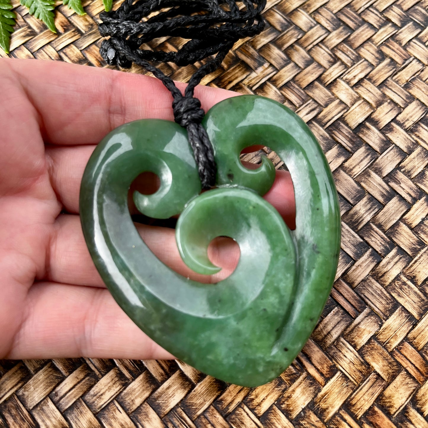 Koru Heart greenstone pendant