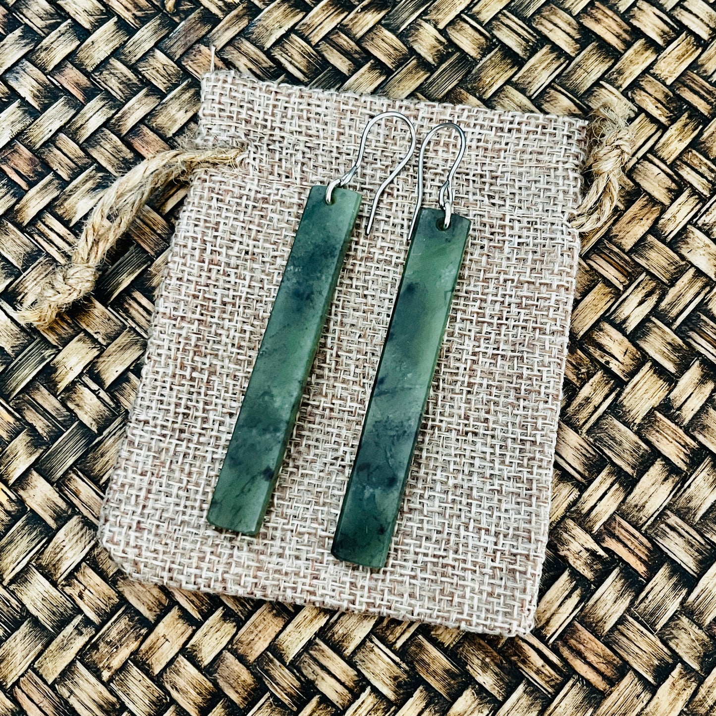 Pounamu straight drop earrings