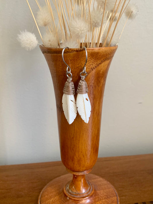 Feather Earrings {bone}