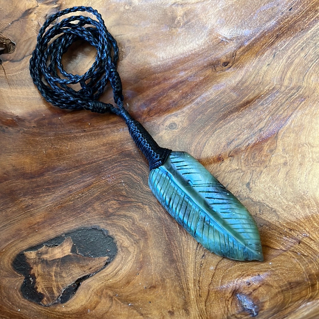 Pounamu single feather pendants