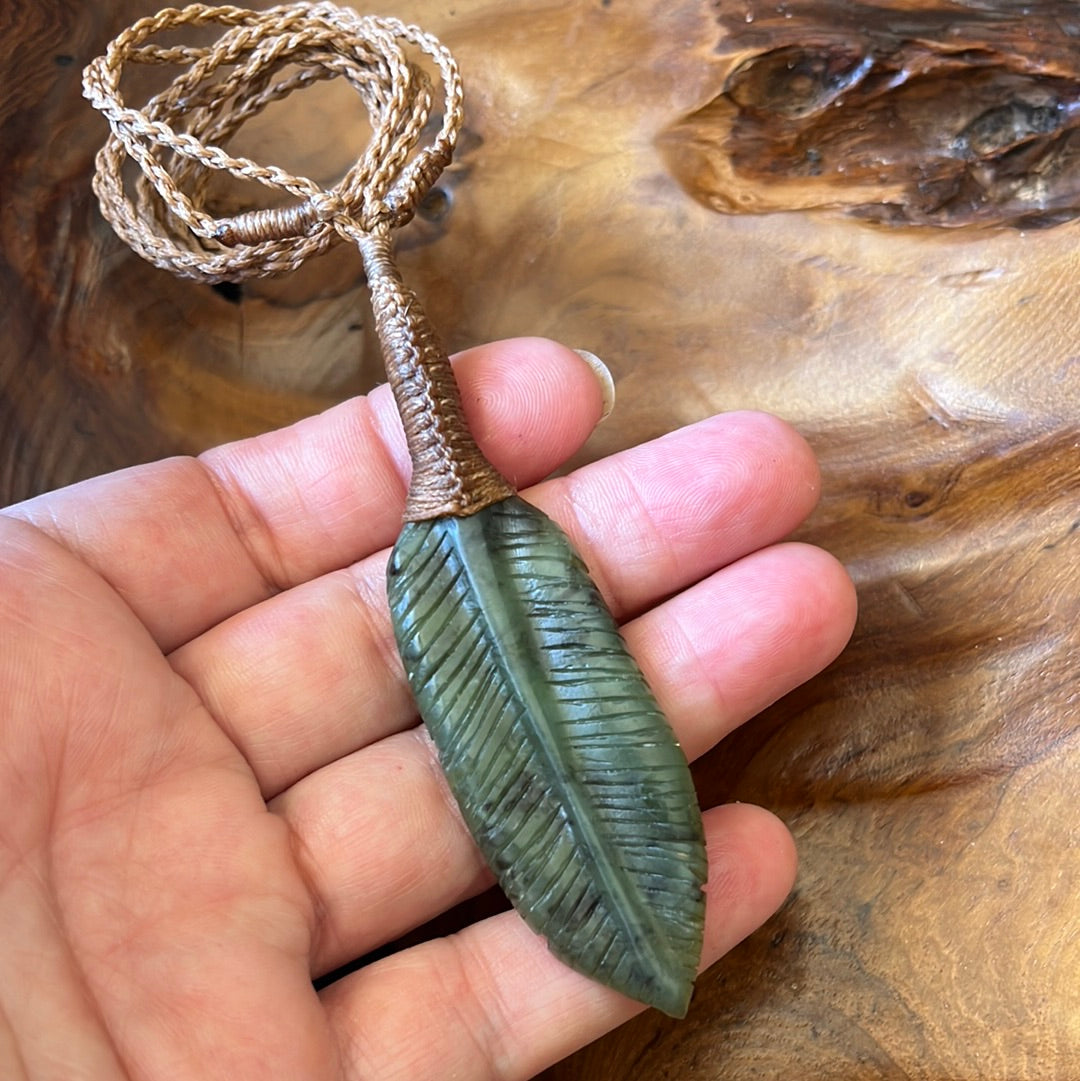 Pounamu single feather pendants